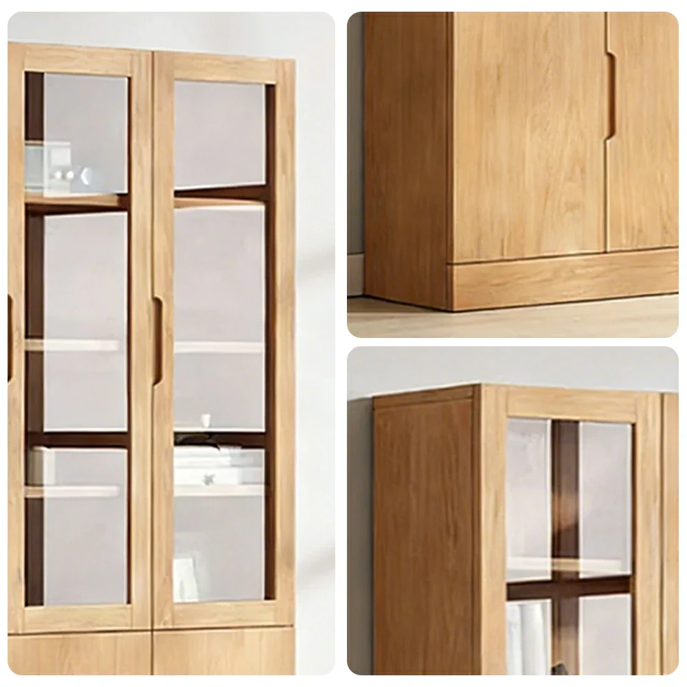 LIVARA 80/120cm Storage Cabinet - Tempered Glass Doors with Solid Pine Wood Frame, Soft-Close Hinges & Moisture-Resistant Base - Image 8