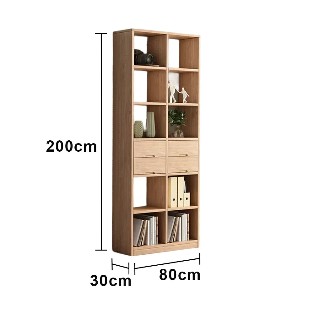LIVARA 80/120cm Bookcase - Multi-Drawer Organised Design with Solid Pine Wood Frame, Smooth Metal Runners & Space-Saving Groove Handles - Image 5
