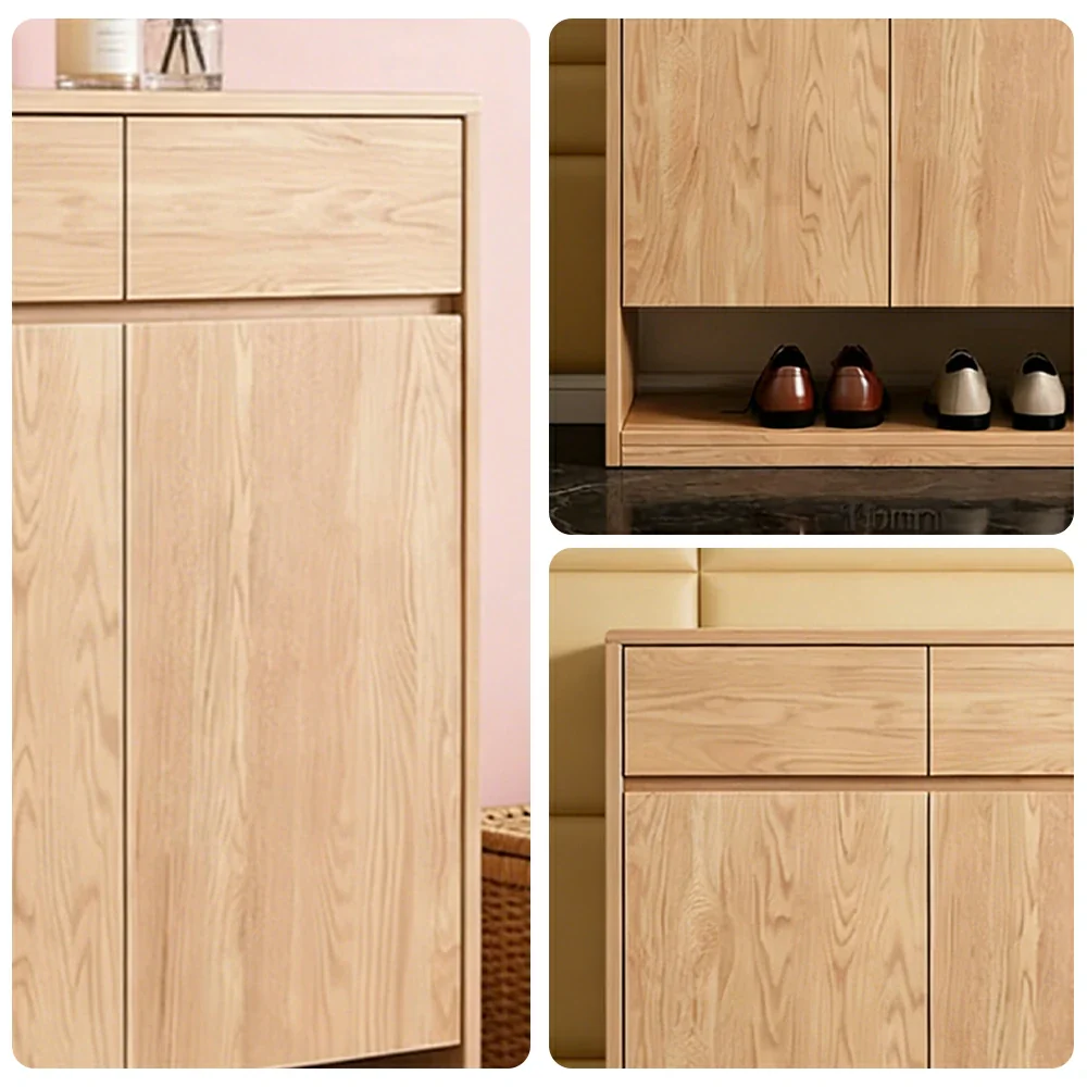 LIVARA 80/120cm Shoe Cabinet - Adjustable Shelving with Solid Wood Construction, Multi-Compartment Design & Top Drawer Storage - Image 3