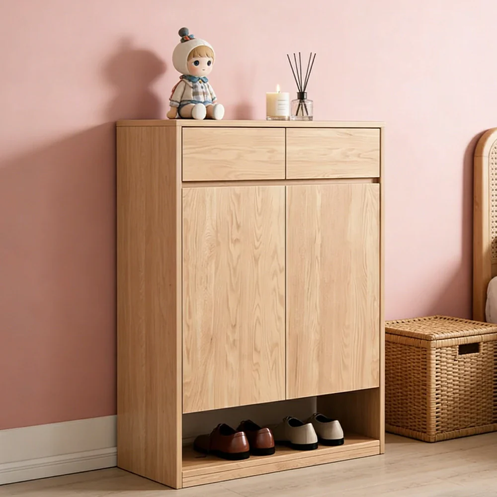 LIVARA 80/120cm Shoe Cabinet - Adjustable Shelving with Solid Wood Construction, Multi-Compartment Design & Top Drawer Storage - Image 4