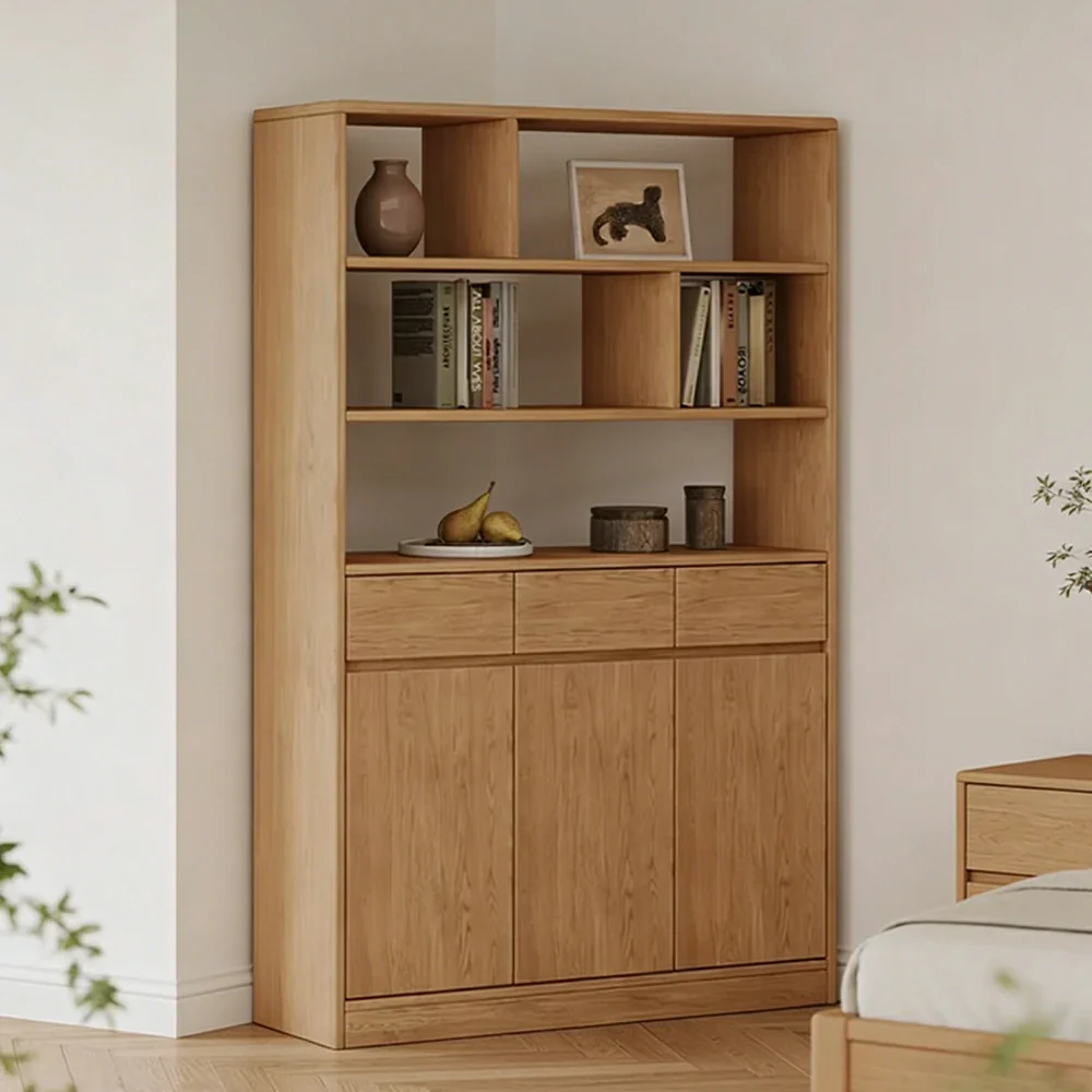 LIVARA 80/120cm Tall Storage Cabinet - Multi-Compartment Design with Solid Wood Construction, Drawer & Shelving Storage for Entryway or Living Room - Image 7