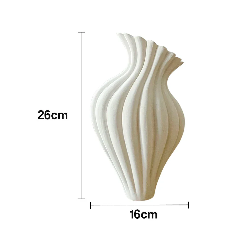 LIVARA Ripple Ceramic Vase Sculptural Wavy Form Handcrafted Matte Stone-Like Texture Artistic Decor for Modern Spaces - Ivory White - Image 5