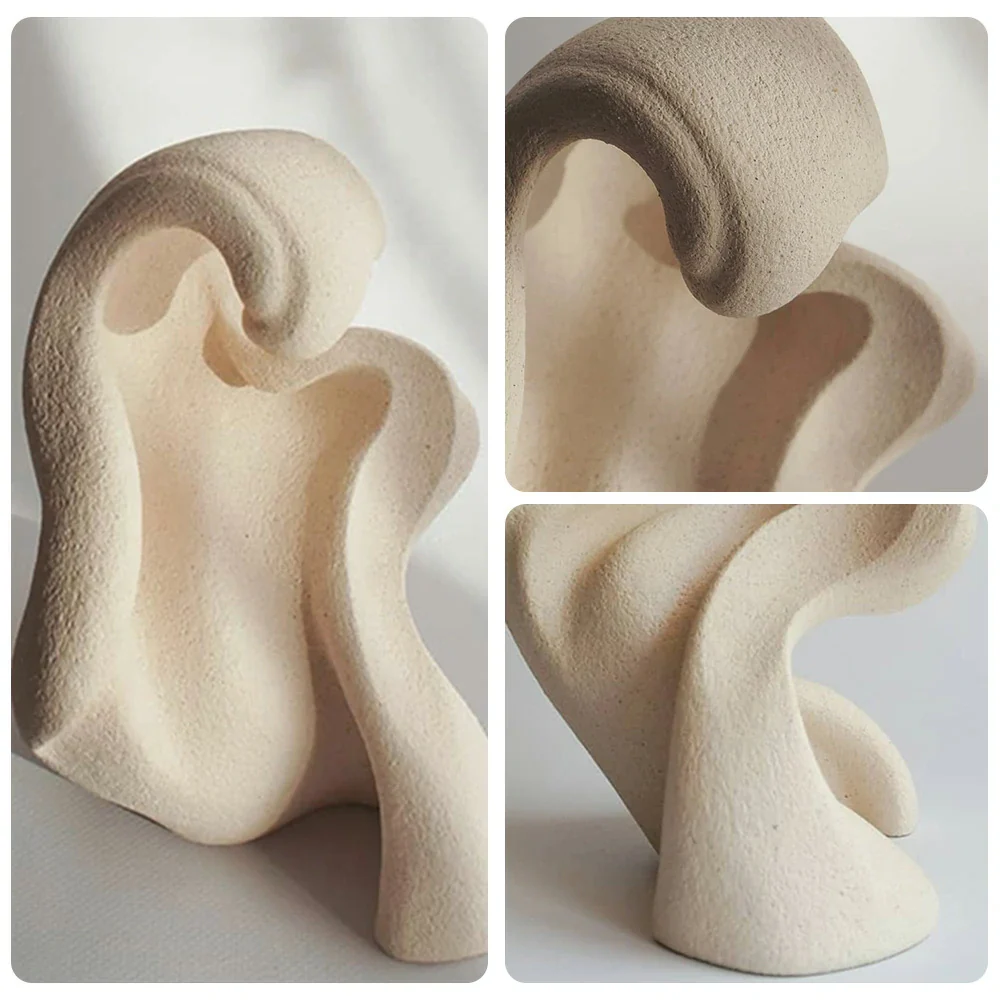 LIVARA Waveform Ceramic Decor Sculptural Splash Design Handcrafted Stone-Like Matte Texture Artistic Accent for Modern Spaces - Light Mocha - Image 3