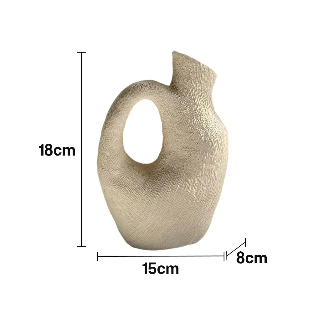 LIVARA Sunward Ceramic Vase Sculptural Handcrafted Stone-Like Matte Texture Artistic Decor for Modern Interiors - White - Image 5