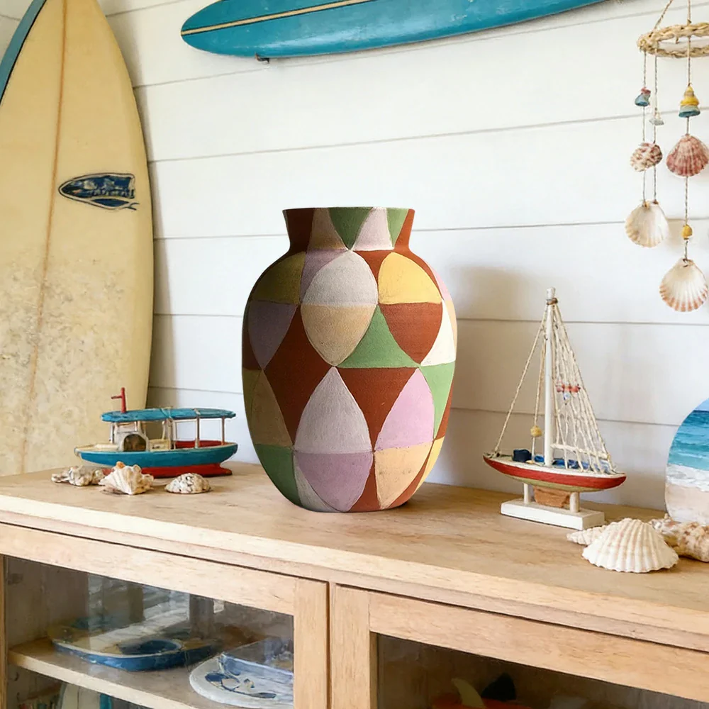 LIVARA Radiant Bloom Ceramic Vase Sculptural Geometric Pattern Handcrafted Matte Finish Artistic Accent for Modern Interiors - Multicolor - Image 2