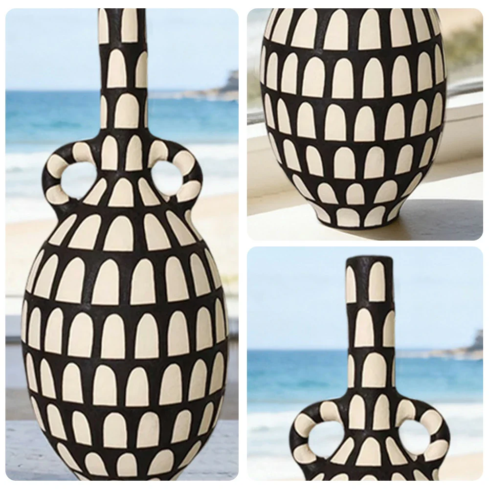 LIVARA Vientiane Ceramic Vase - Tall Sculptural Form with Handcrafted Matte Texture, Elegant Statement Decor for Modern Interiors - Multicolor - Image 3