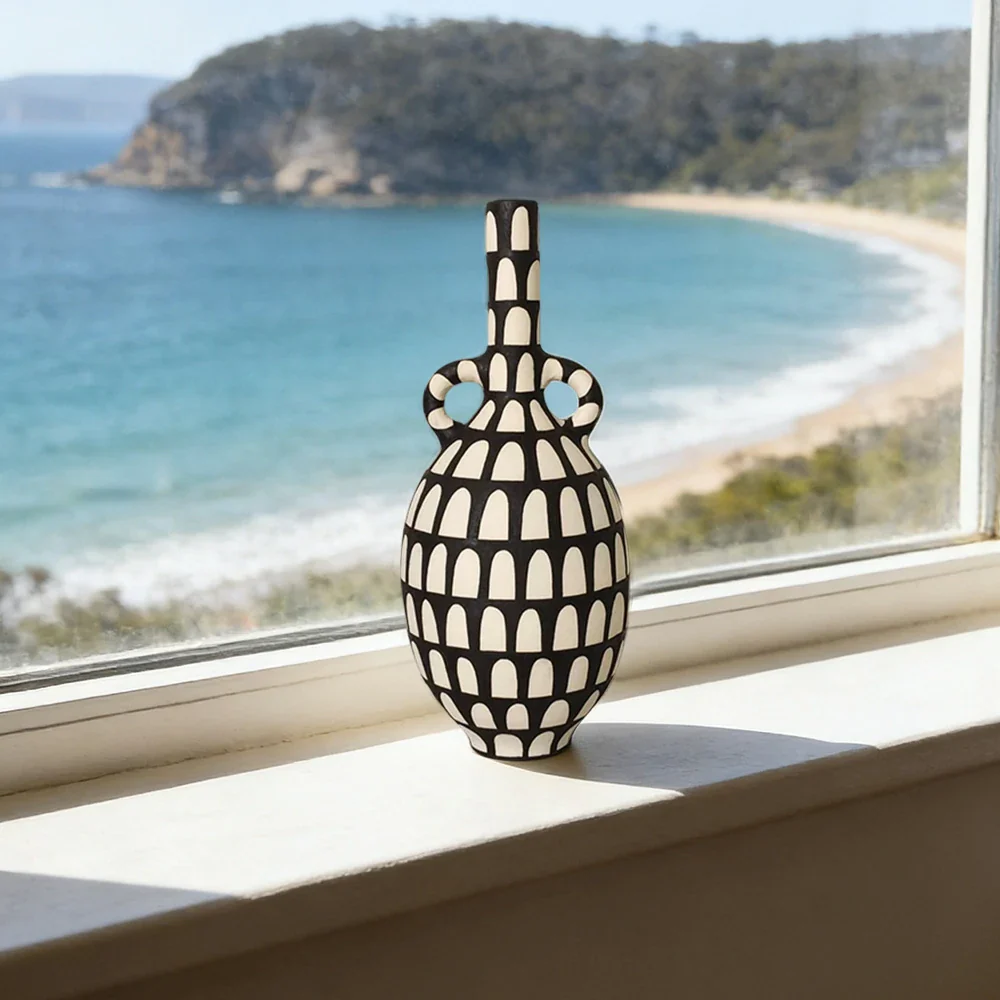 LIVARA Vientiane Ceramic Vase - Tall Sculptural Form with Handcrafted Matte Texture, Elegant Statement Decor for Modern Interiors - Multicolor - Image 4
