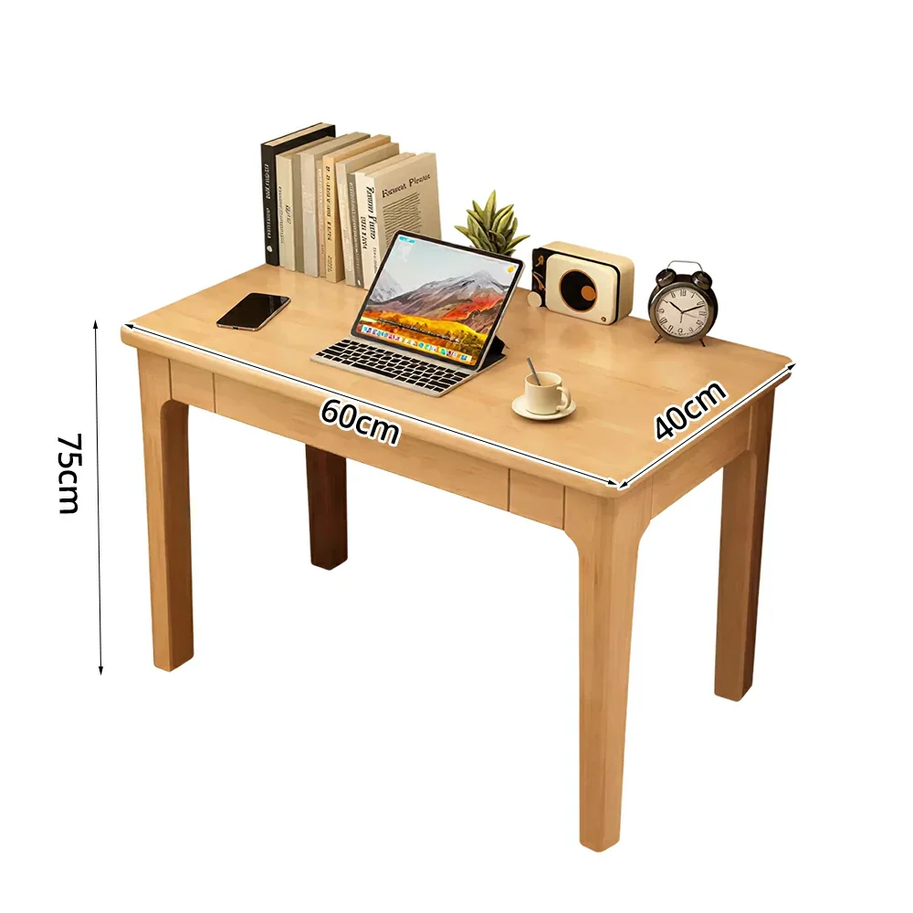 LIVARA Solid Wood Study Desk - 60/80/100cm Compact Writing Table with Drawers, Sturdy Design for Home Office & Bedroom - Natural Wood - Image 5