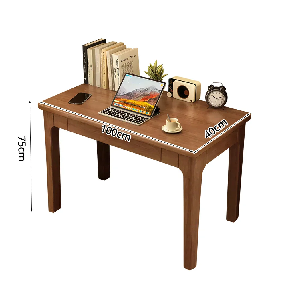 LIVARA Solid Wood Study Desk - 60/80/100cm Compact Writing Table with Drawers, Sturdy Design for Home Office & Bedroom - Walnut - Image 7