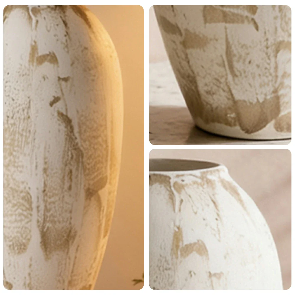 LIVARA Ceramic Vase Ornament Wabi-Sabi Style Artistic Home Decor Matte Ceramic Handcrafted Stone-Texture Finish - Image 3