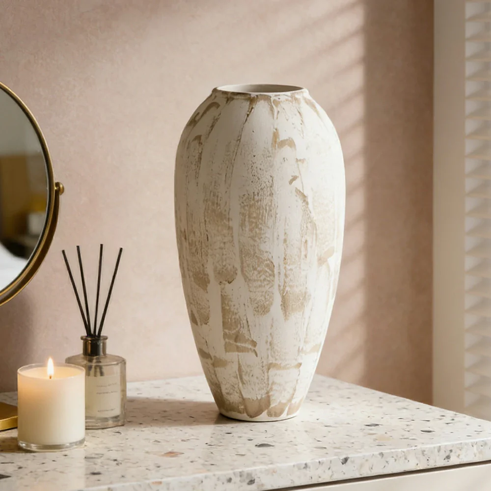 LIVARA Ceramic Vase Ornament Wabi-Sabi Style Artistic Home Decor Matte Ceramic Handcrafted Stone-Texture Finish - Image 4