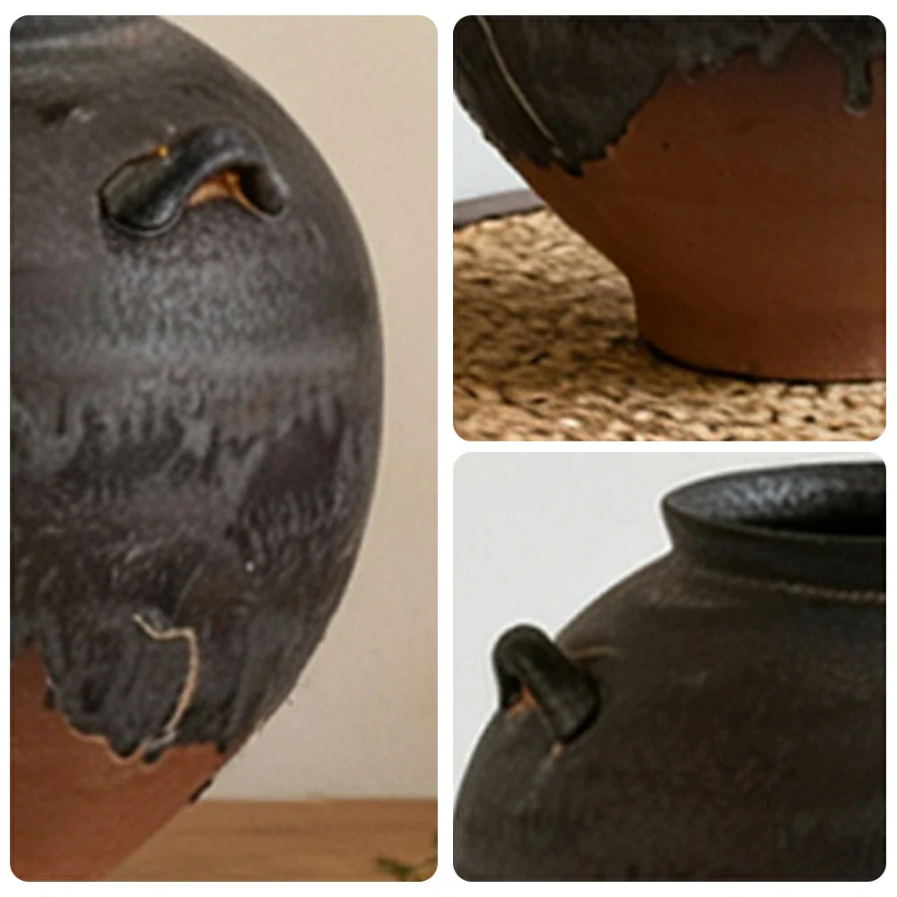 LIVARA Ceramic Vase Ornament Japanese Retro Black Tone Decorative Display Matte Ceramic Handcrafted Textured Finish - Image 3