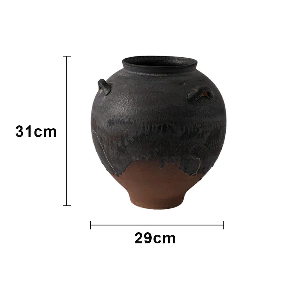 LIVARA Ceramic Vase Ornament Japanese Retro Black Tone Decorative Display Matte Ceramic Handcrafted Textured Finish - Image 5