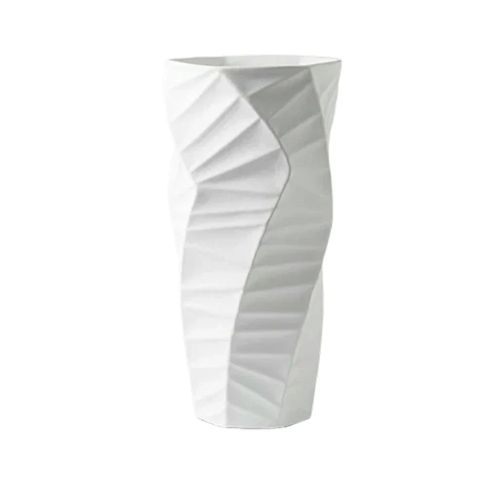 LIVARA Ceramic Vase Ornament Contemporary Minimal Design Artistic Home Display Matte Ceramic Handcrafted Stone-Texture Design - White