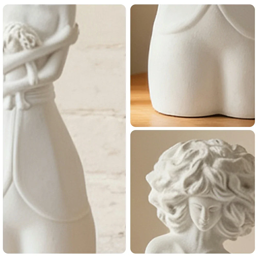 LIVARA Ceramic Vase Ornament White Figurative Sculpture Aesthetic Decorative Display Matte Ceramic Handcrafted Textured Finish - Image 3