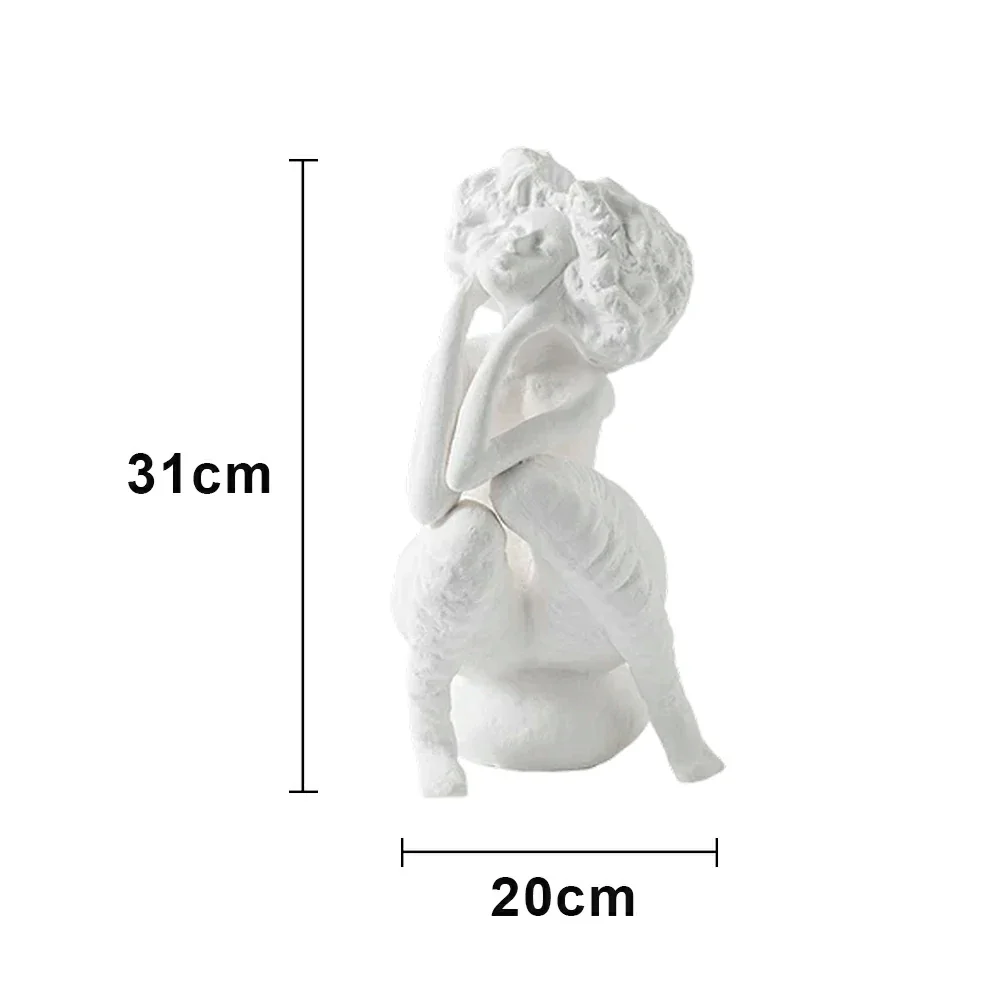 LIVARA Ceramic Vase Ornament White Female Figurative Sculpture Artistic Home Display Matte Ceramic Handcrafted Stone-Texture Design - Image 5
