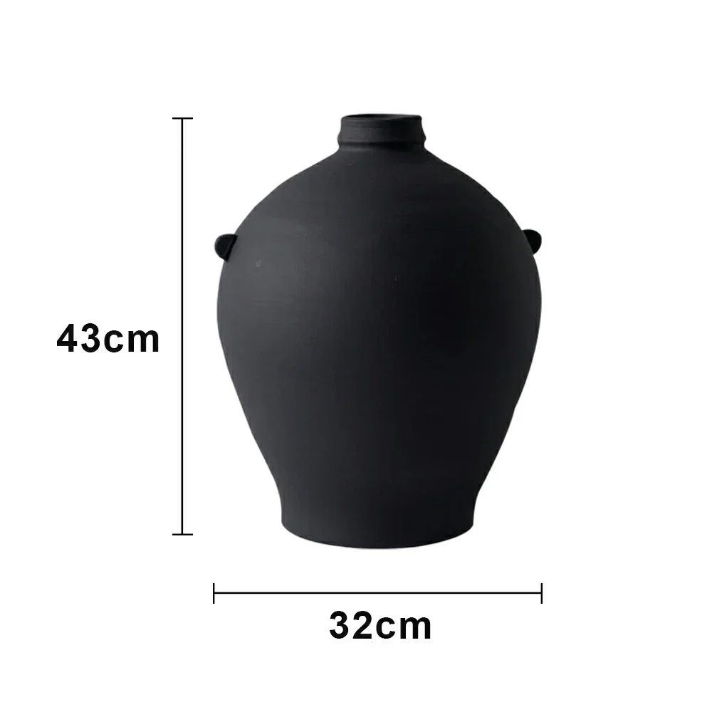 LIVARA Ceramic Vase Ornament Black Vintage Artistic Home Decor Matte Ceramic Handcrafted Stone-Texture Finish - Image 5