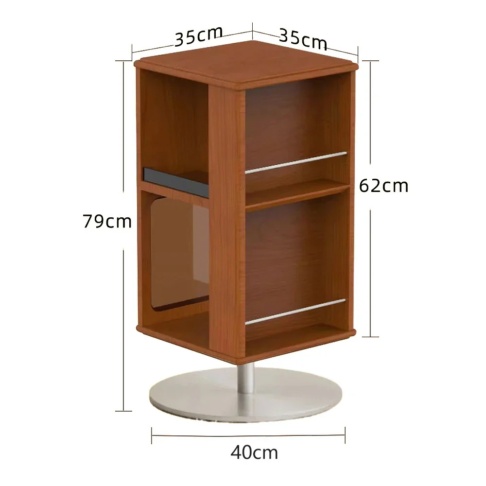 LIVARA 1122 Bedside Cabinet, Rotatable Storage Design, Full Solid Walnut Wood, Stainless Steel Base - Easy Access Storage - Image 5