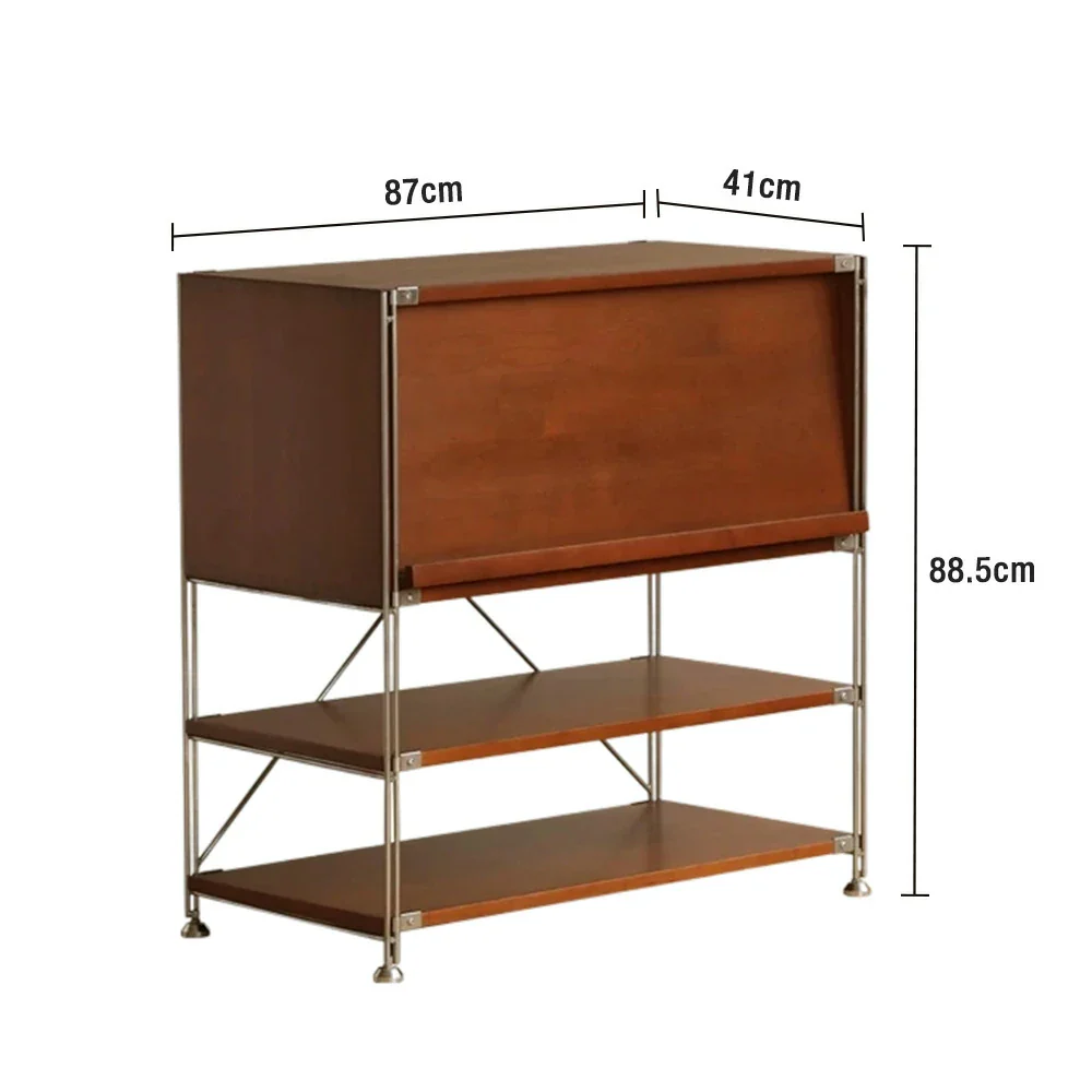 LIVARA 1130 Storage Cabinet – Flip-Top Solid Wood Cabinet, Multi-Layer Storage, 87cm Compact Design - Space-Saving - Brown - Image 5