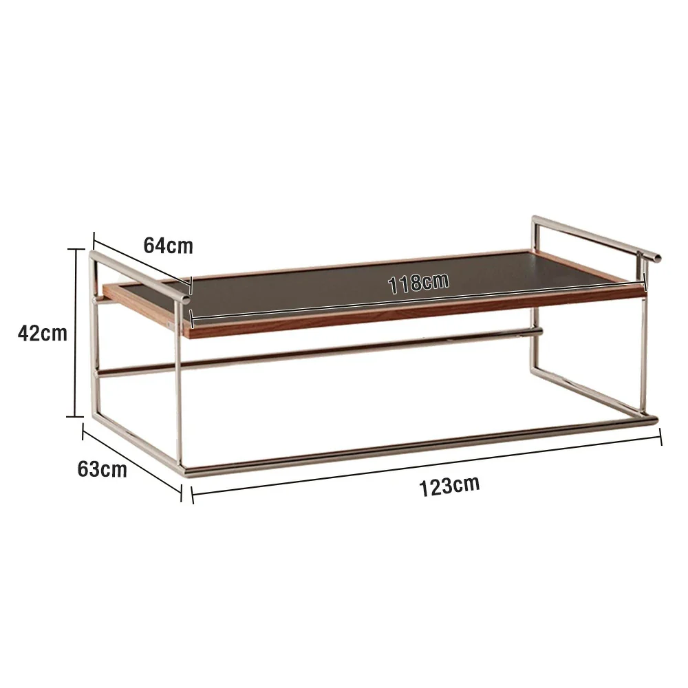 LIVARA 1136 Multi-Functional Sofa Low Table – Reversible Coffee Table/Desk, Vintage Solid Ash Wood Frame with Black Panel, Stainless Steel Legs - Black - Image 5