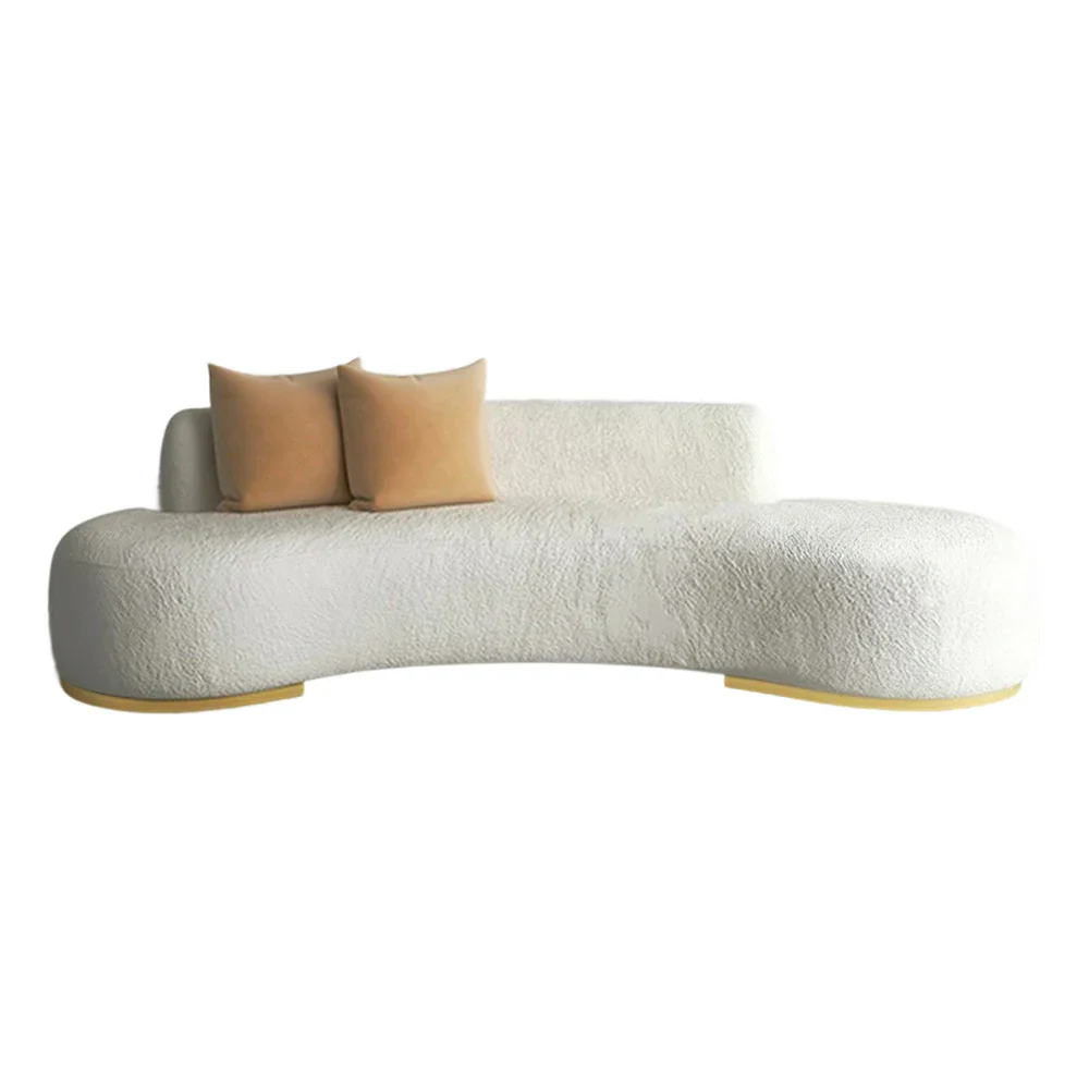 LIVARA 170/200/230cm Multi-Seater Sofa Lamb Fleece Fabric Upholstered, Breathable, Ergonomic Design, Solid Wood Frame, High-Density Sponge - White