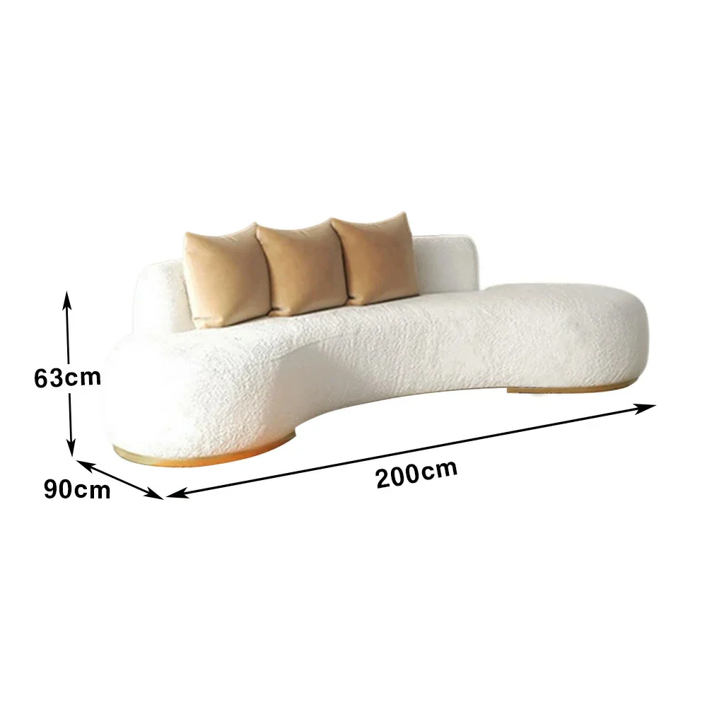 LIVARA 170/200/230cm Multi-Seater Sofa Lamb Fleece Fabric Upholstered, Breathable, Ergonomic Design, Solid Wood Frame, High-Density Sponge - White - Image 10