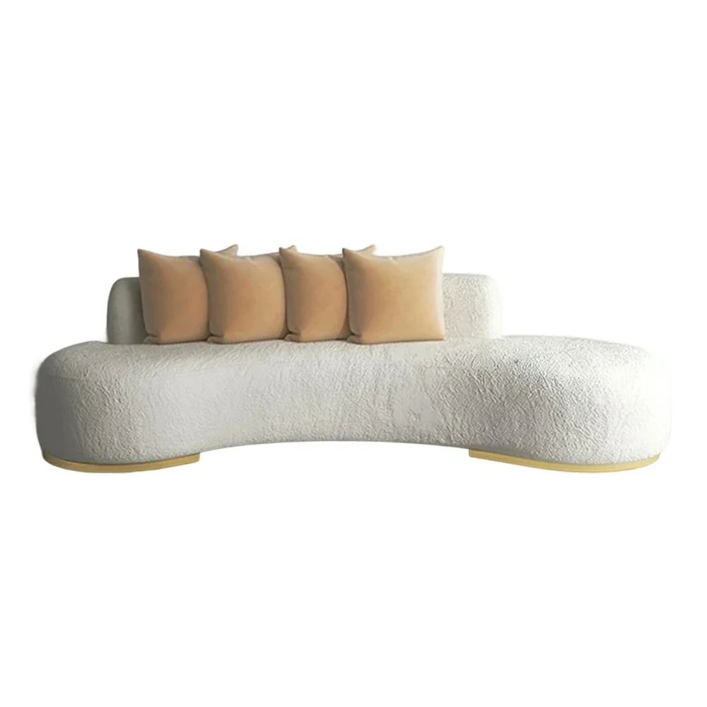LIVARA 170/200/230cm Multi-Seater Sofa Lamb Fleece Fabric Upholstered, Breathable, Ergonomic Design, Solid Wood Frame, High-Density Sponge - White - Image 11