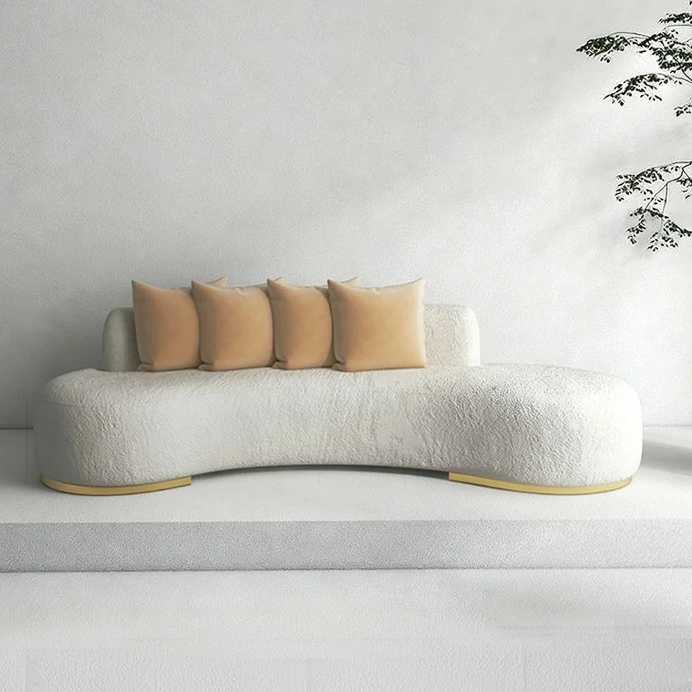 LIVARA 170/200/230cm Multi-Seater Sofa Lamb Fleece Fabric Upholstered, Breathable, Ergonomic Design, Solid Wood Frame, High-Density Sponge - White - Image 12