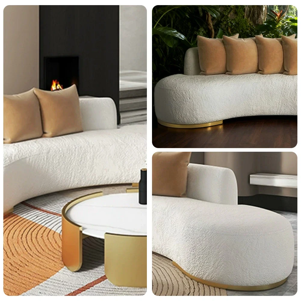 LIVARA 170/200/230cm Multi-Seater Sofa Lamb Fleece Fabric Upholstered, Breathable, Ergonomic Design, Solid Wood Frame, High-Density Sponge - White - Image 13