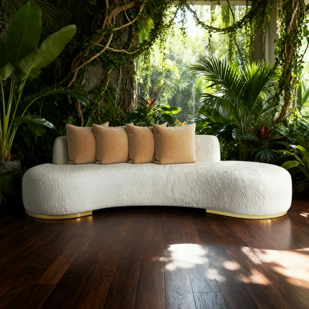 LIVARA 170/200/230cm Multi-Seater Sofa Lamb Fleece Fabric Upholstered, Breathable, Ergonomic Design, Solid Wood Frame, High-Density Sponge - White - Image 14