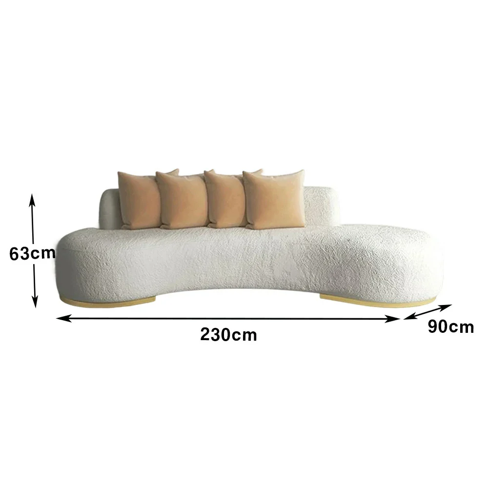 LIVARA 170/200/230cm Multi-Seater Sofa Lamb Fleece Fabric Upholstered, Breathable, Ergonomic Design, Solid Wood Frame, High-Density Sponge - White - Image 15