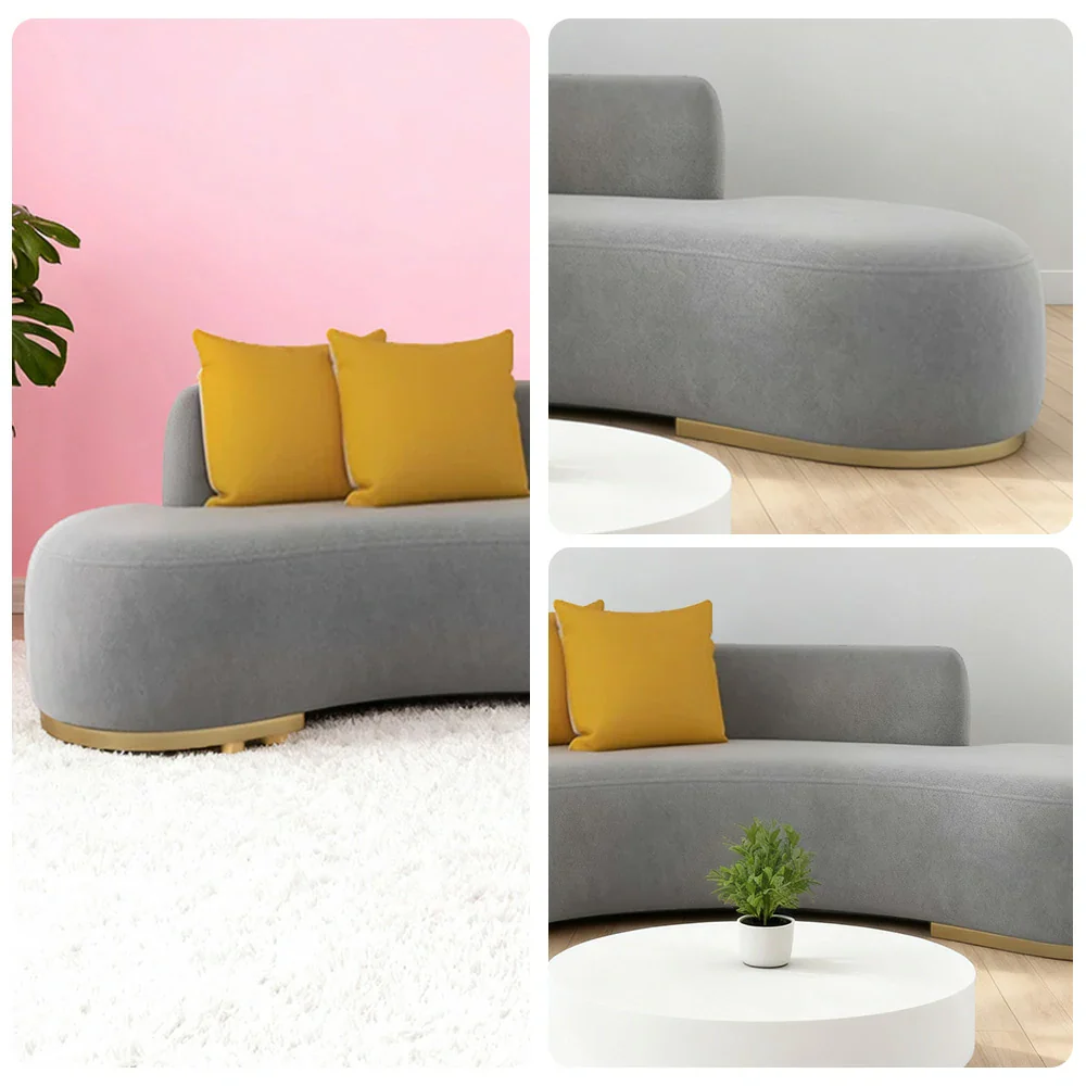 LIVARA 170/200/230cm Multi-Seater Sofa Lamb Fleece Fabric Upholstered, Breathable, Ergonomic Design, Solid Wood Frame, High-Density Sponge - Grey - Image 3