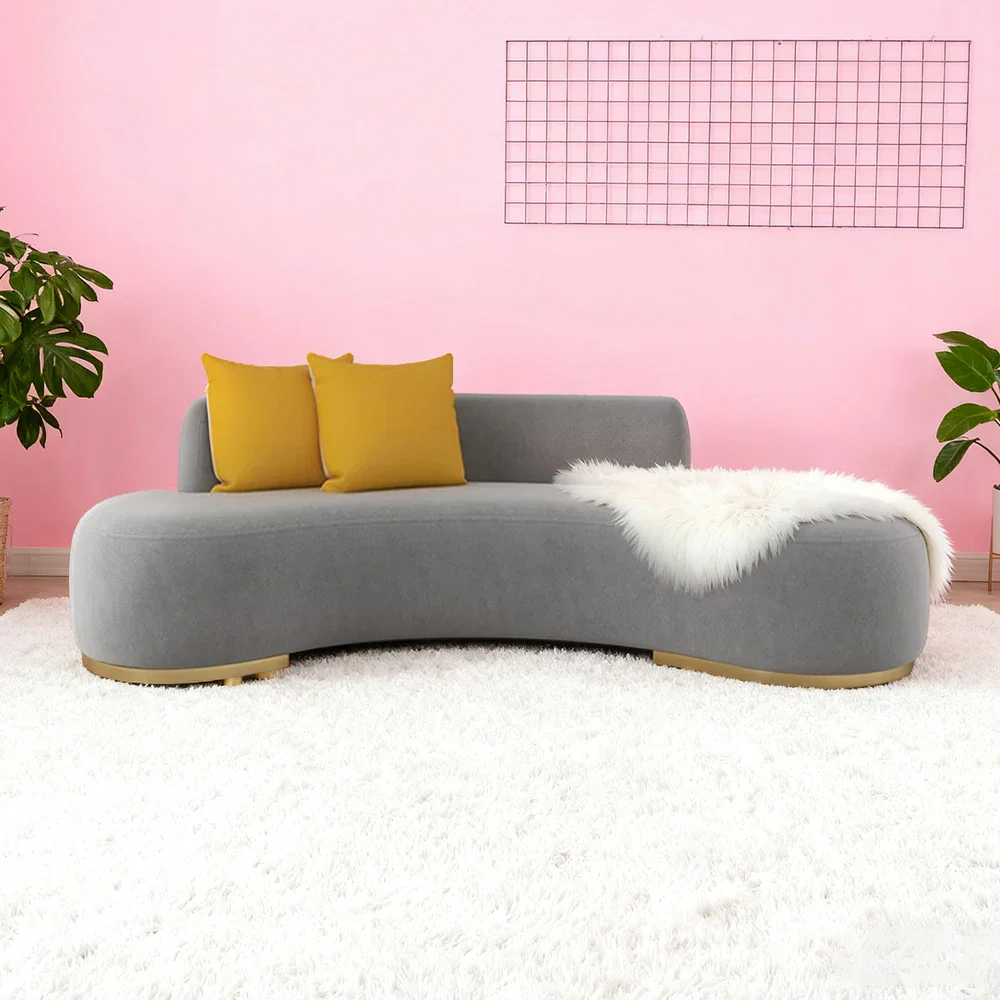 LIVARA 170/200/230cm Multi-Seater Sofa Lamb Fleece Fabric Upholstered, Breathable, Ergonomic Design, Solid Wood Frame, High-Density Sponge - Grey - Image 4