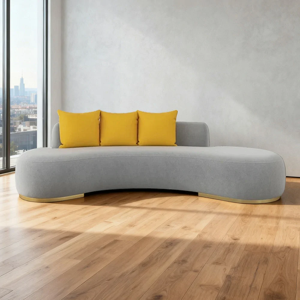 LIVARA 170/200/230cm Multi-Seater Sofa Lamb Fleece Fabric Upholstered, Breathable, Ergonomic Design, Solid Wood Frame, High-Density Sponge - Grey - Image 9
