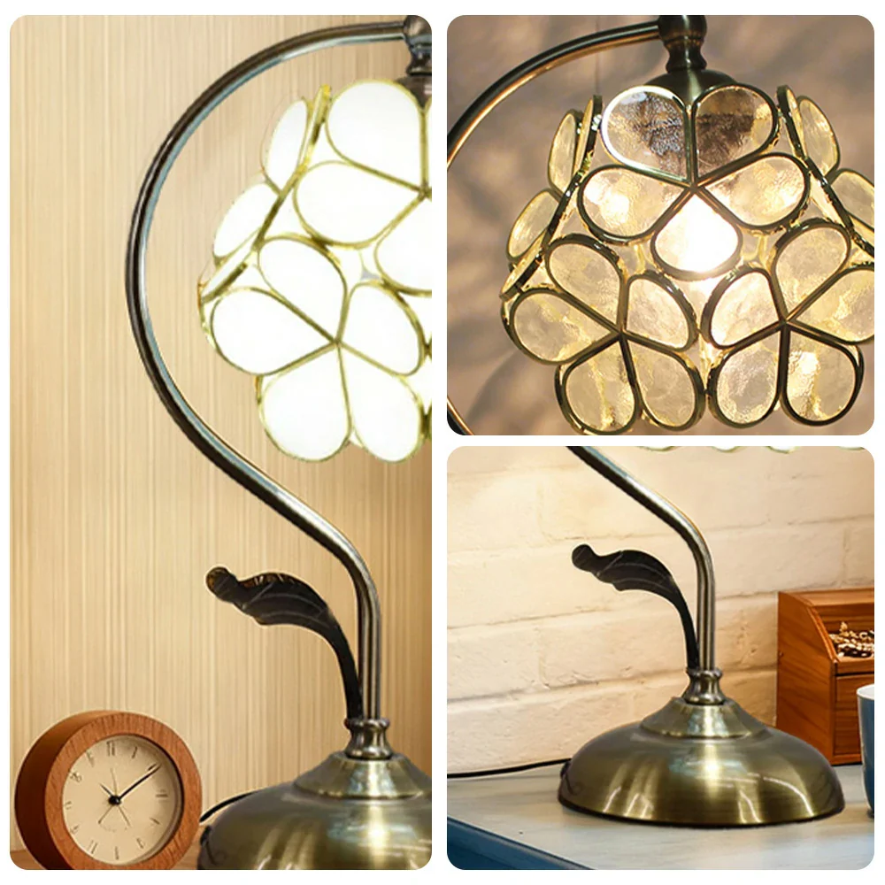 LIVARA Table Lamp, Petal-Shaped, Adjustable Brightness & Color, Handcrafted Metal Base, E27, Ideal for Bedroom & Study - White - Image 3