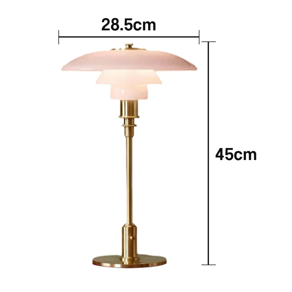 LIVARA Table Lamp Three Colors E14 Glass Lampshade High CRI Energy-efficient Design - Pink - Image 5
