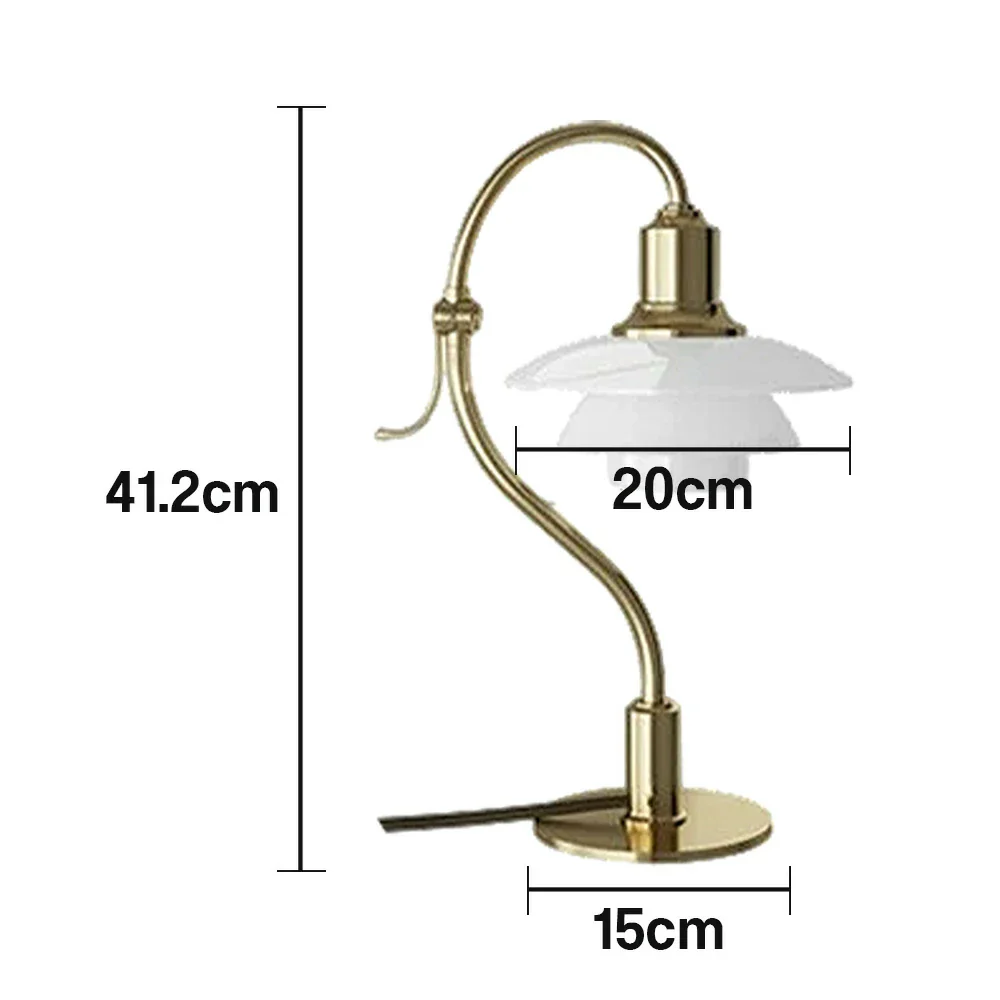 LIVARA Modern Table Lamp with Full-Spectrum Eye-Care Light, Off-White Glass Shade, Adjustable 45° Tilt - Gold - Image 5