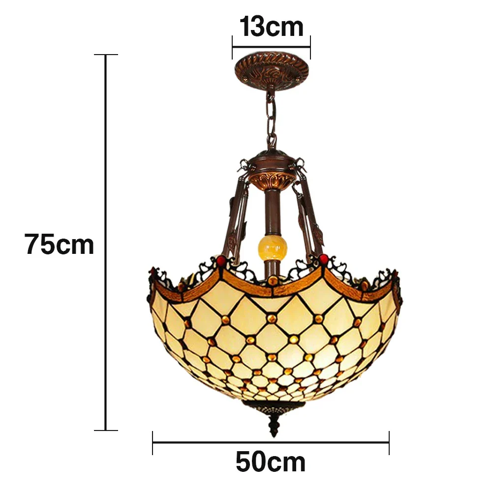 LIVARA Pendant Light with E27 Socket, 40/50cm High-Temperature Colored Glass, Copper & Iron Frame, Handcrafted Design - Image 6