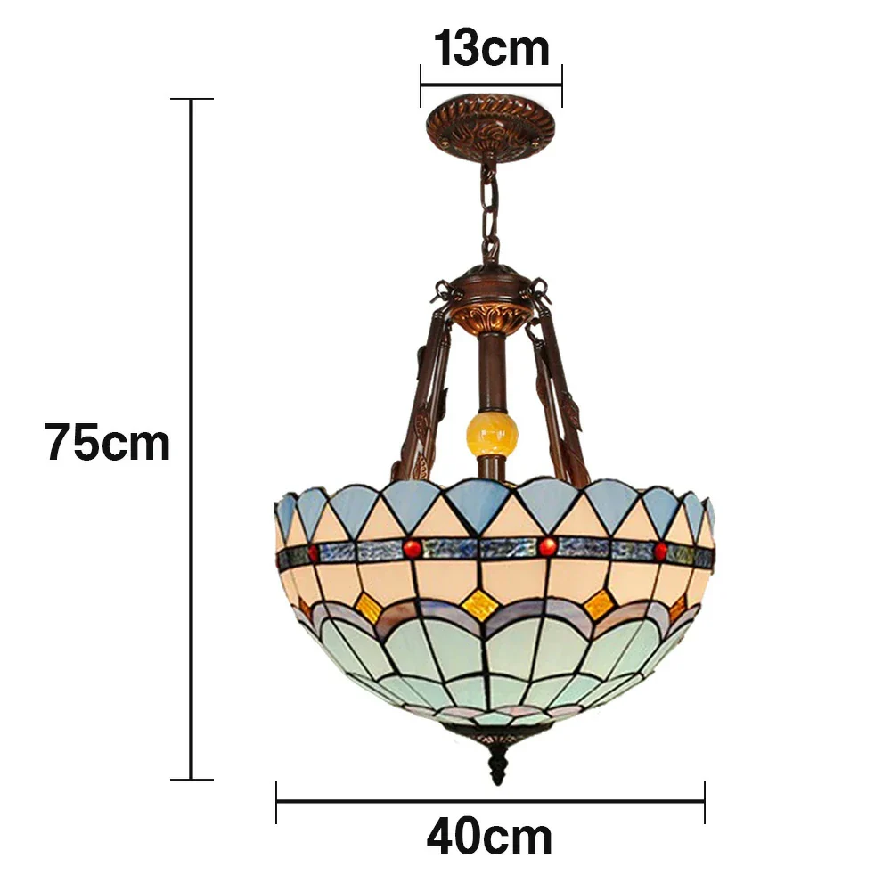 LIVARA Pendant Light with Handcrafted Colored Glass, 40/50cm Copper & Iron Frame, E27 Socket, Adjustable Lighting - Image 5