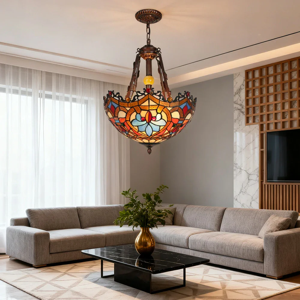 LIVARA Pendant Lamp 40/50cm Handcrafted High-Temperature Colored Glass, Copper & Iron Frame, E27 Socket - Image 2