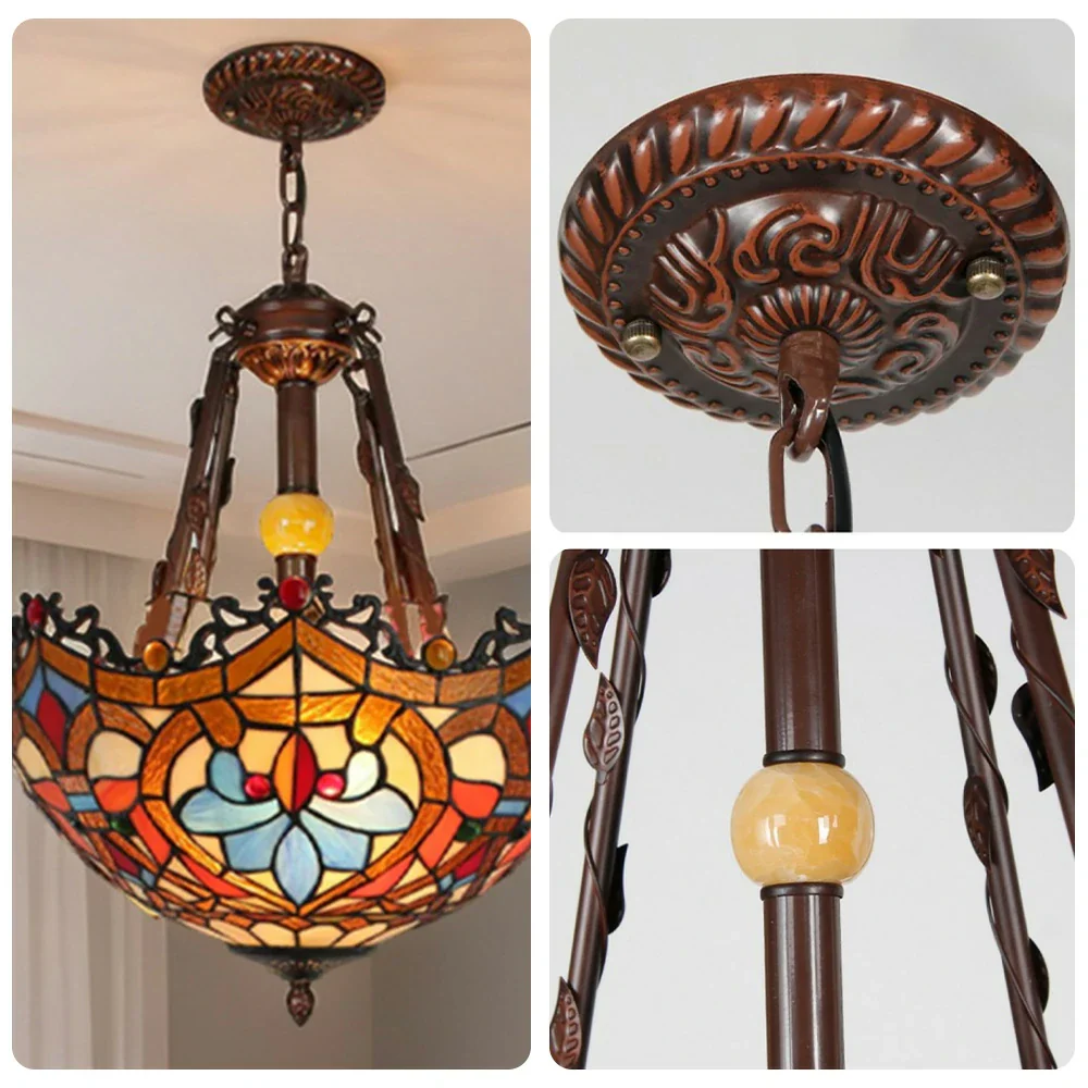 LIVARA Pendant Lamp 40/50cm Handcrafted High-Temperature Colored Glass, Copper & Iron Frame, E27 Socket - Image 3