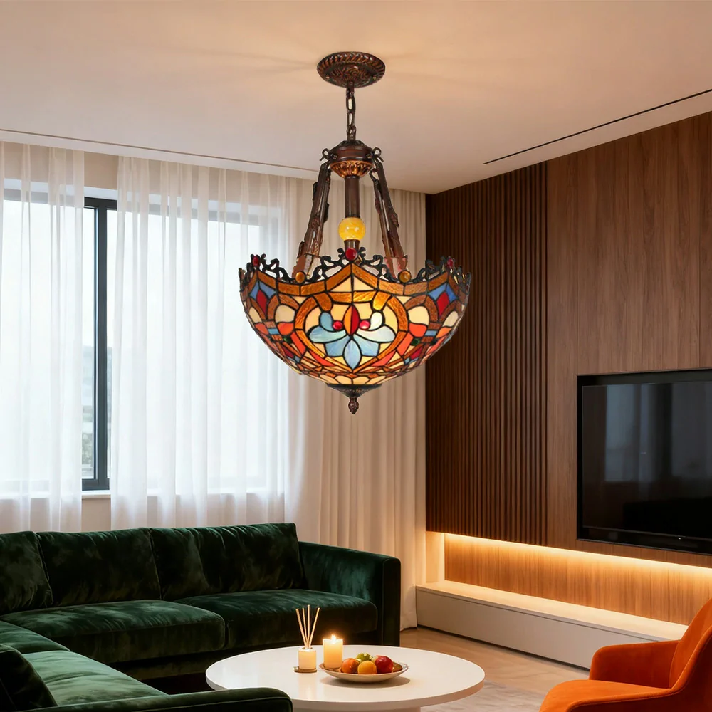 LIVARA Pendant Lamp 40/50cm Handcrafted High-Temperature Colored Glass, Copper & Iron Frame, E27 Socket - Image 4