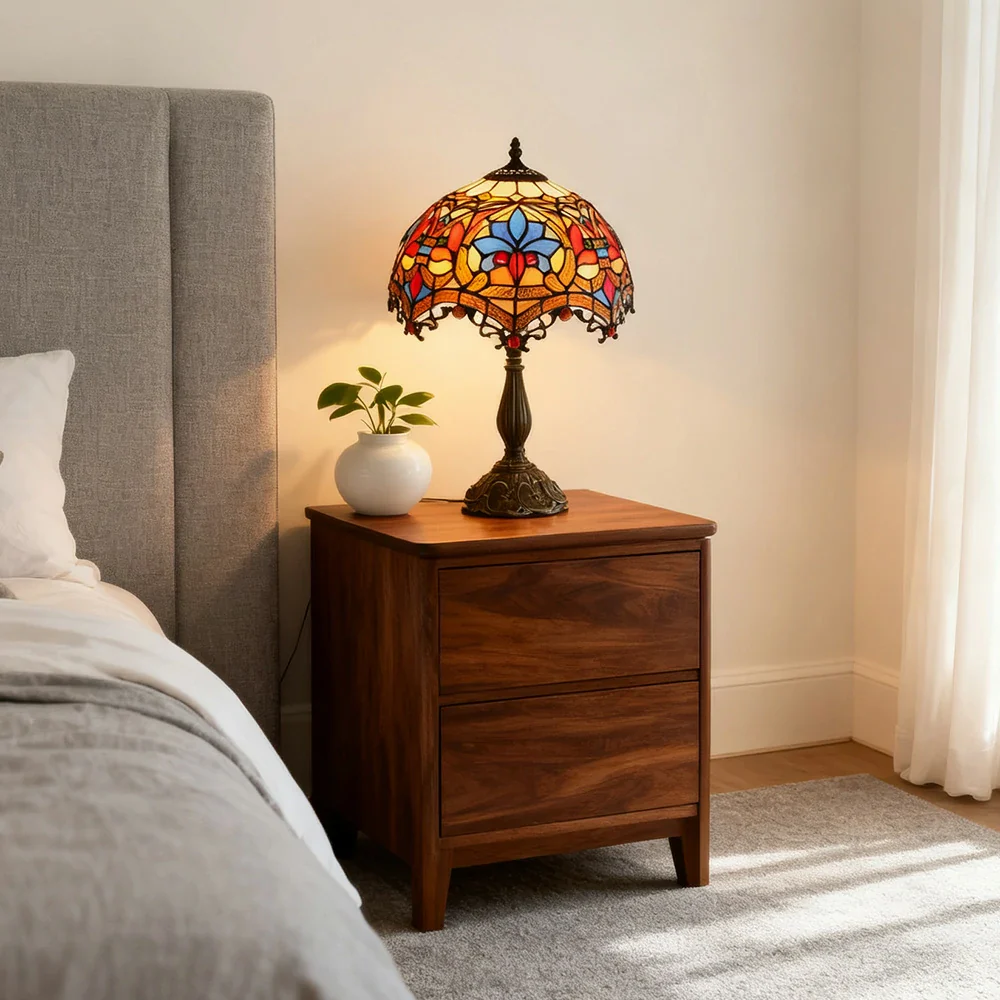 LIVARA Glass Table Lamp - High-Temperature Coloured Glass, E27 Socket, Resin/Aluminium Base, Handcrafted & Vibrant Illumination - Image 4