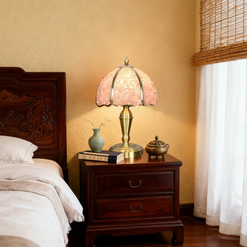 LIVARA Crystal Table Lamp - Natural Crystal Shade, High-Spec LED Bulbs, E27 Socket, Soft, Flicker-Free Light - Pink - Image 2