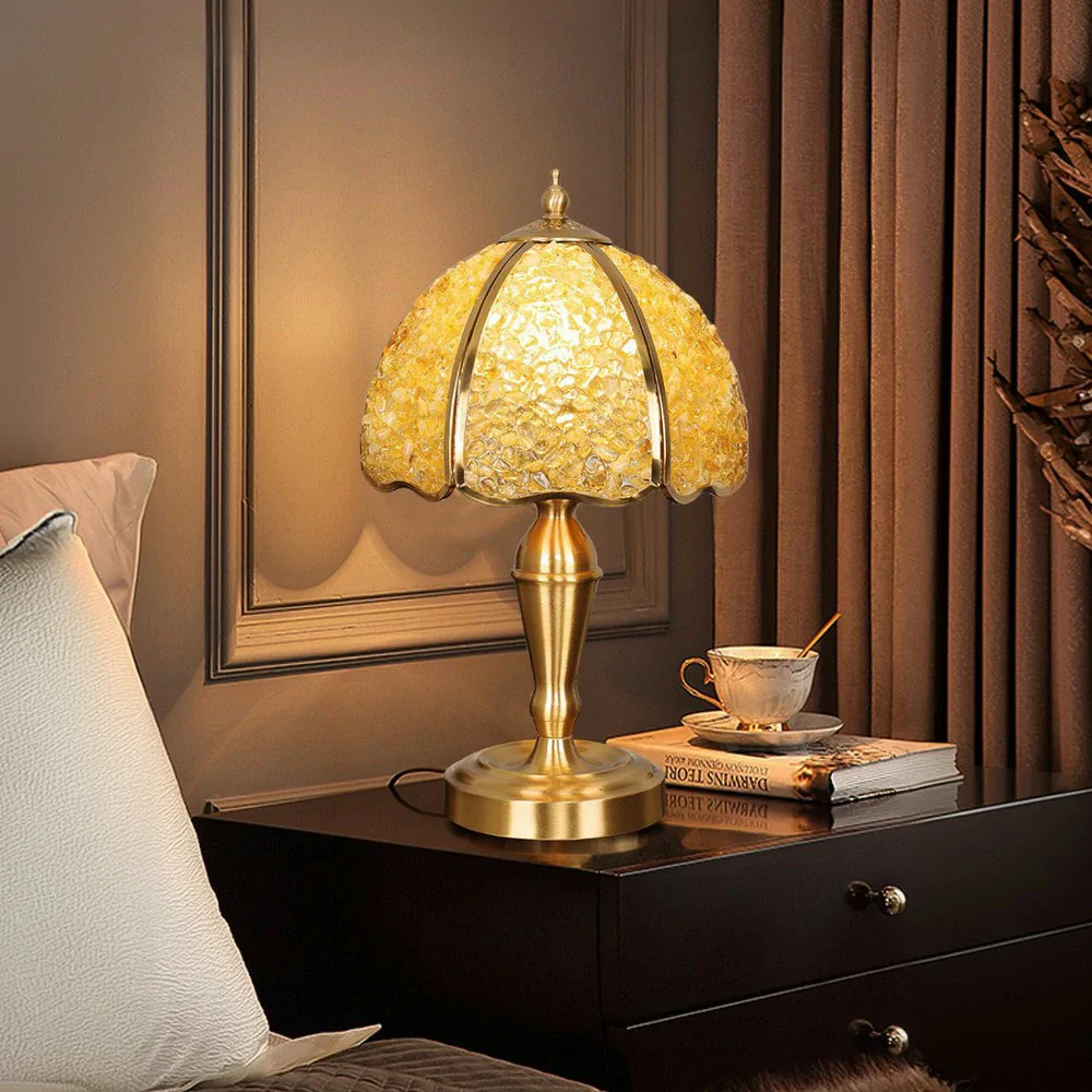 LIVARA Crystal Table Lamp - Natural Crystal Shade, High-Spec LED Bulbs, E27 Socket, Soft, Flicker-Free Light - Yellow - Image 2