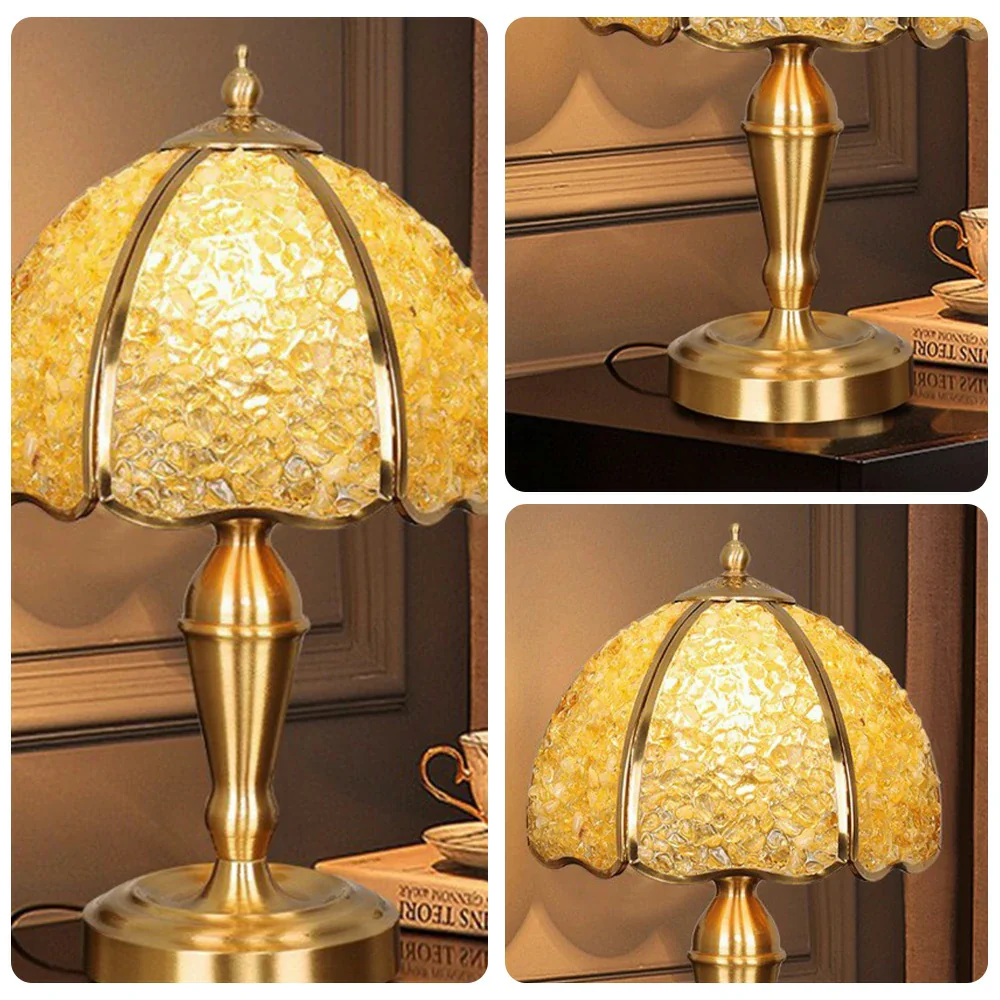 LIVARA Crystal Table Lamp - Natural Crystal Shade, High-Spec LED Bulbs, E27 Socket, Soft, Flicker-Free Light - Yellow - Image 3