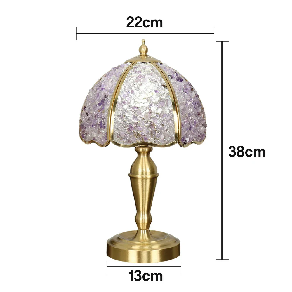 LIVARA Crystal Table Lamp - Natural Crystal Shade, High-Spec LED Bulbs, E27 Socket, Soft, Flicker-Free Light - Purple - Image 5