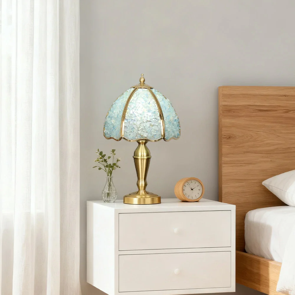 LIVARA Crystal Table Lamp - Natural Crystal Shade, High-Spec LED Bulbs, E27 Socket, Soft, Flicker-Free Light - Blue - Image 4