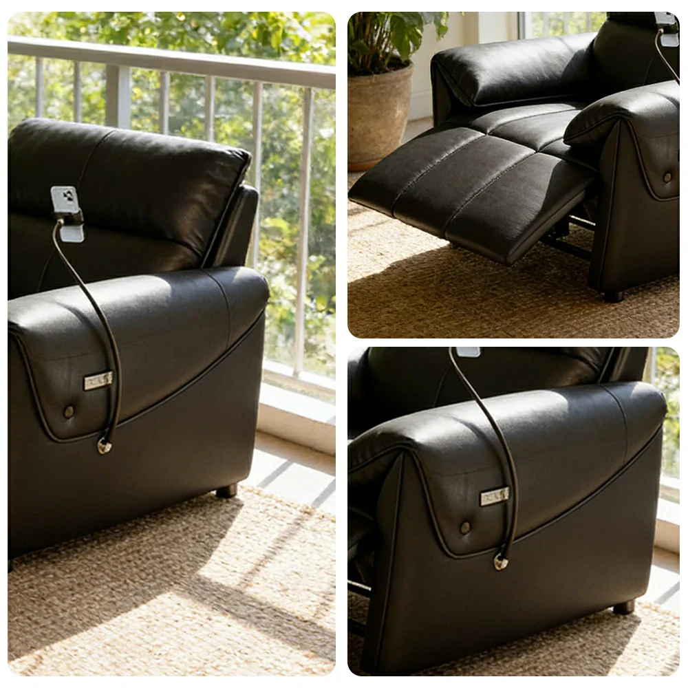 LIVARA 117cm Single Electric Recliner Chair Genuine Leather Zero-Wall Comfort Design for Living Room - Black - Image 3