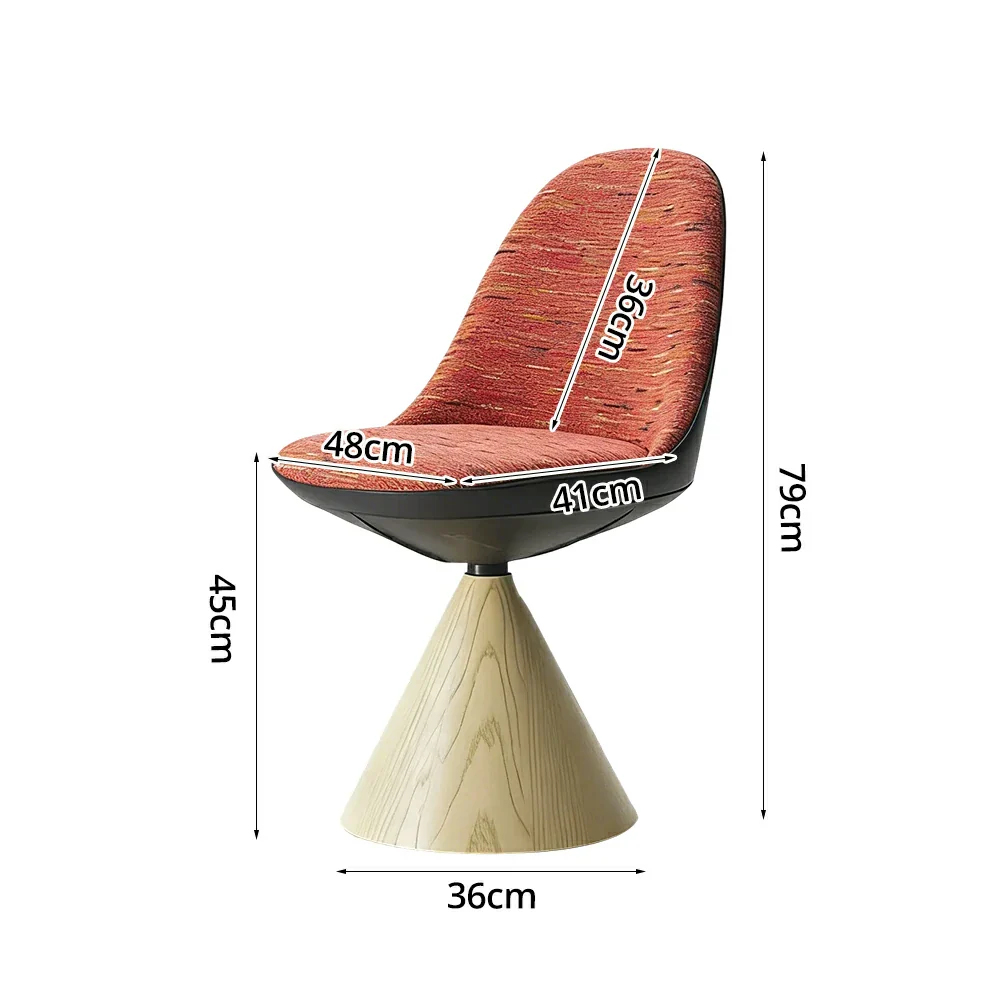 LIVARA Nordic Swivel Accent Chair - Three Hundred Sixty Degree Rotating Seat, Knitted Mixed-Color Upholstery, Solid Wood Cone Base, Modern Designer Lounge Chair - Natural Wood & Pastel Mix - Image 5